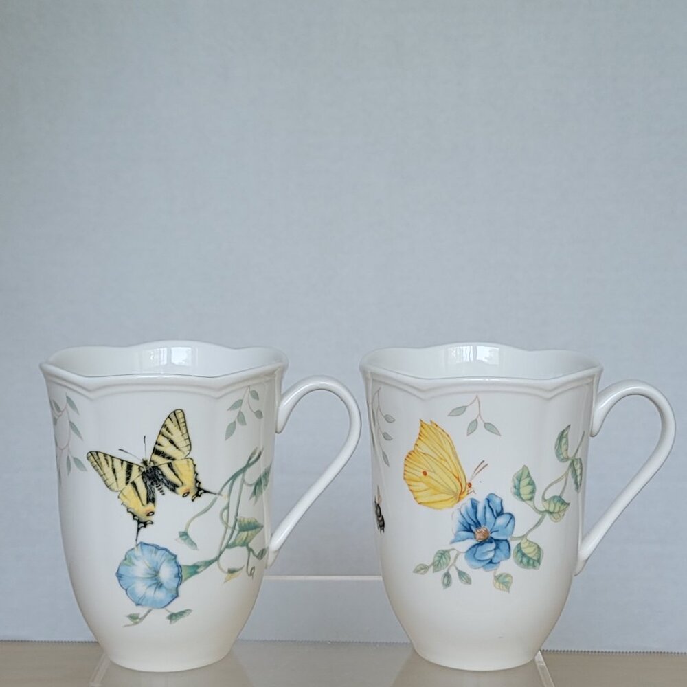 Lenox Porcelain Butterfly Meadow Swallowtail Tiger and Dragonfly Coffee Mugs 2